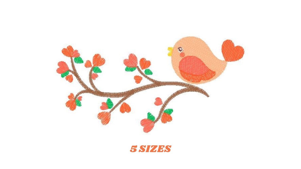 Bird embroidery designs - Baby girl embroidery design machine embroidery pattern - instant download - Bird on the branch embroidery file Marcia Embroidery