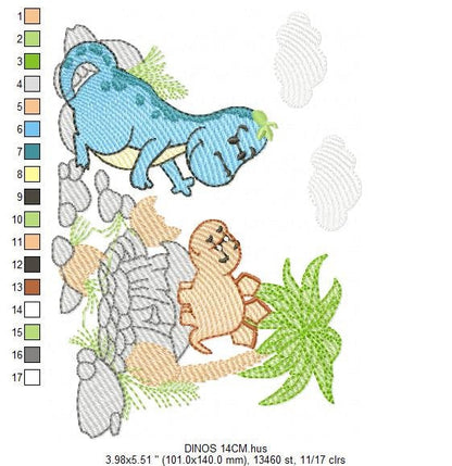 Dinosaur embroidery designs - Dino embroidery design machine embroidery pattern - instant download - Baby boy embroidery file download Marcia Embroidery