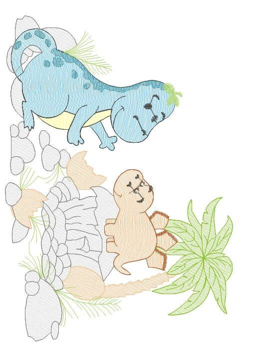 Dinosaur embroidery designs - Dino embroidery design machine embroidery pattern - instant download - Baby boy embroidery file download Marcia Embroidery