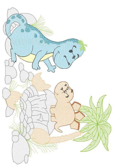 Dinosaur embroidery designs - Dino embroidery design machine embroidery pattern - instant download - Baby boy embroidery file download Marcia Embroidery