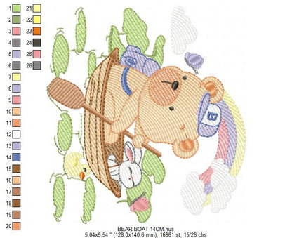 Bear embroidery designs - Sailor embroidery design machine embroidery pattern - Sailor bear with bunny - Teddy embroidery nautical boat Marcia Embroidery