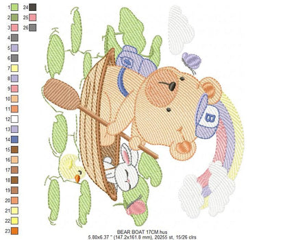 Bear embroidery designs - Sailor embroidery design machine embroidery pattern - Sailor bear with bunny - Teddy embroidery nautical boat Marcia Embroidery