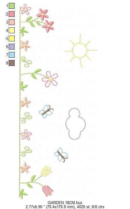 Flower garden embroidery designs - Spring flowers embroidery design machine embroidery pattern - Tea towel embroidery file - kitchen apron - Marcia Embroidery