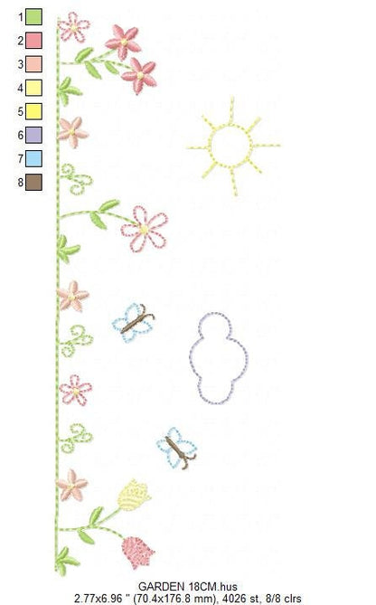 Flower garden embroidery designs - Spring flowers embroidery design machine embroidery pattern - Tea towel embroidery file - kitchen apron - Marcia Embroidery
