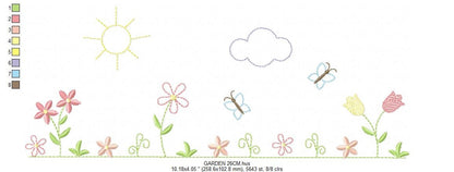 Flower garden embroidery designs - Spring flowers embroidery design machine embroidery pattern - Tea towel embroidery file - kitchen apron - Marcia Embroidery