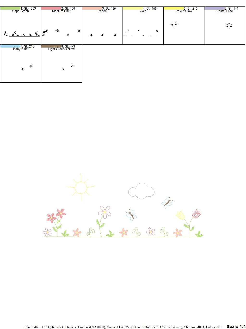 Flower garden embroidery designs - Spring flowers embroidery design machine embroidery pattern - Tea towel embroidery file - kitchen apron - Marcia Embroidery