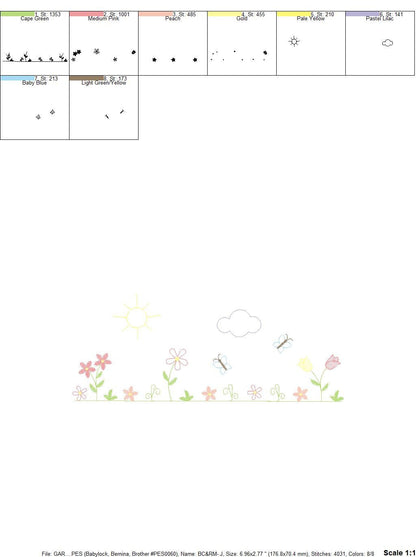 Flower garden embroidery designs - Spring flowers embroidery design machine embroidery pattern - Tea towel embroidery file - kitchen apron - Marcia Embroidery