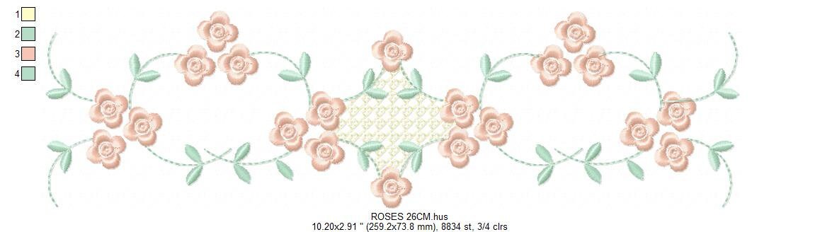 Flowers embroidery designs - Roses embroidery design machine embroidery pattern - Monogram embroidery file - instant download towels pes jef Marcia Embroidery