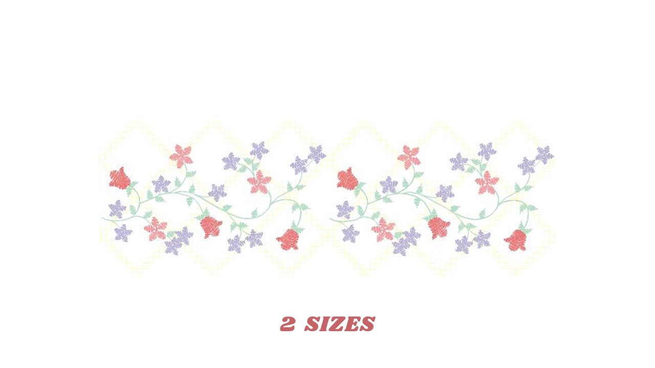Flowers embroidery designs - Roses embroidery design machine embroidery pattern - Tulips embroidery file - instant download towel pes jef Marcia Embroidery