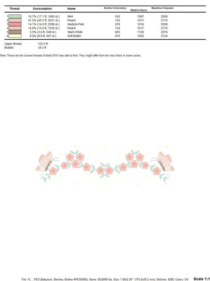 Flowers embroidery designs - Roses embroidery design machine embroidery pattern - Butterflies embroidery file - instant download towel pes Marcia Embroidery