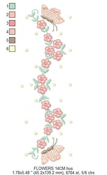 Flowers embroidery designs - Roses embroidery design machine embroidery pattern - Butterflies embroidery file - instant download towel pes Marcia Embroidery