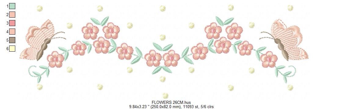 Flowers embroidery designs - Roses embroidery design machine embroidery pattern - Butterflies embroidery file - instant download towel pes Marcia Embroidery