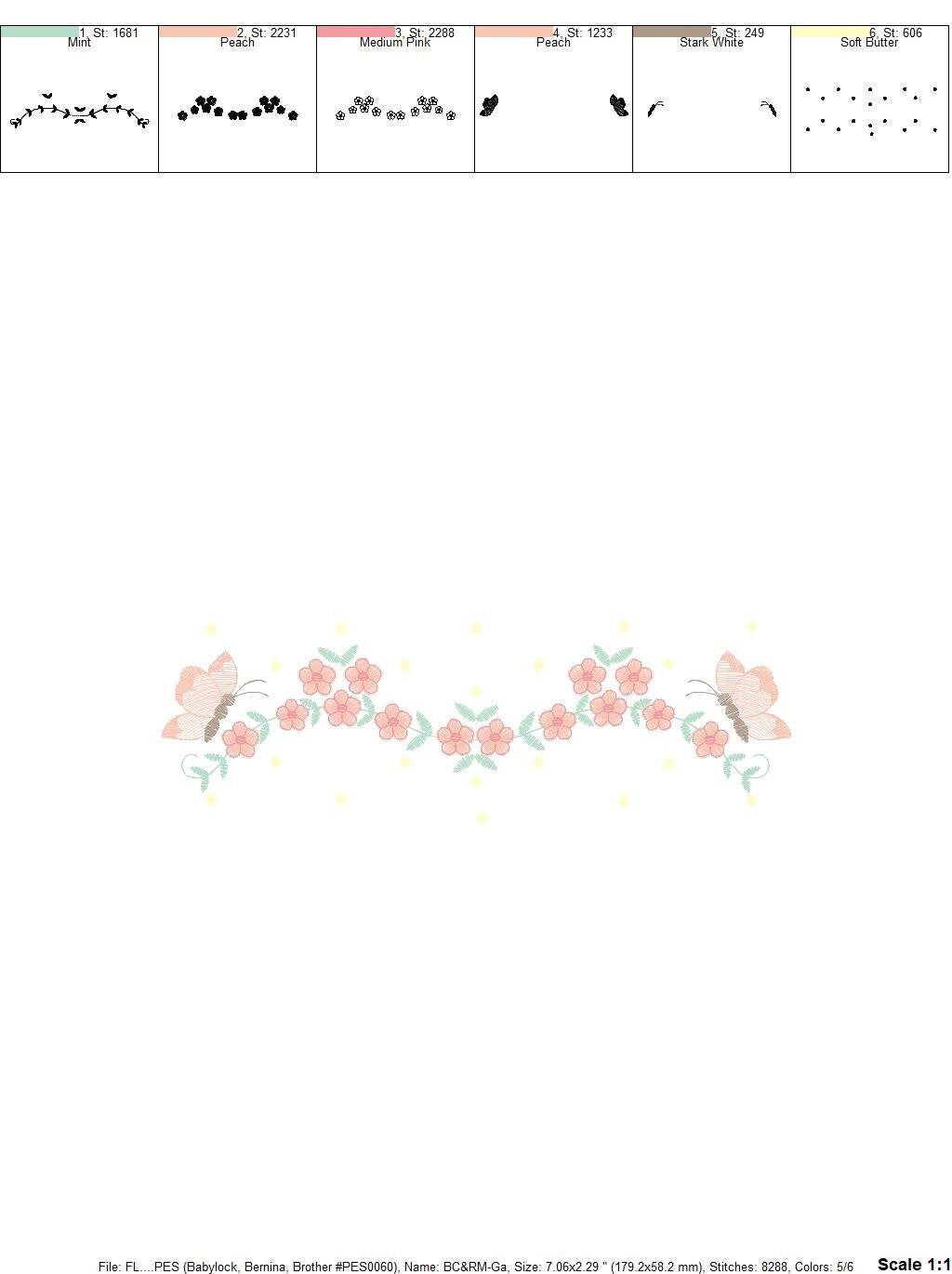 Flowers embroidery designs - Roses embroidery design machine embroidery pattern - Butterflies embroidery file - instant download towel pes Marcia Embroidery
