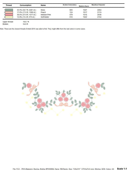 Flowers embroidery designs - Roses embroidery design machine embroidery pattern - entwined roses embroidery file - instant download towel Marcia Embroidery