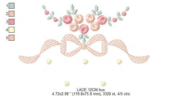 Lace with flowers embroidery designs - Flower Bouquet embroidery design machine embroidery pattern - Baby girl embroidery download pes jef