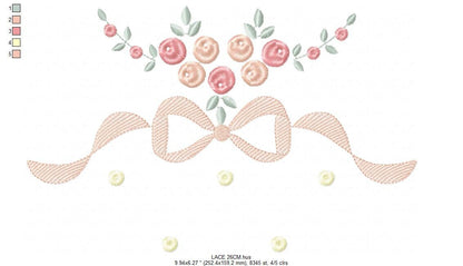 Lace with flowers embroidery designs - Flower Bouquet embroidery design machine embroidery pattern - Baby girl embroidery download pes jef