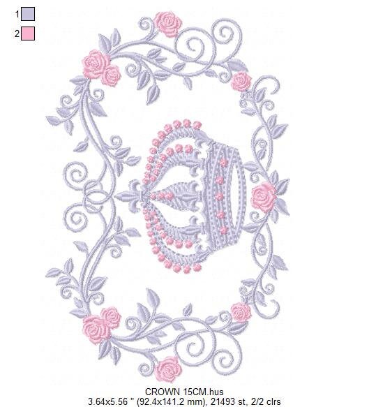 Crown embroidery designs - Laurel Wreath with Crown embroidery design machine embroidery pattern - Flowers embroidery file crown design - Marcia Embroidery