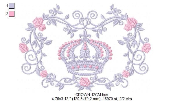 Crown embroidery designs - Laurel Wreath with Crown embroidery design machine embroidery pattern - Flowers embroidery file crown design - Marcia Embroidery