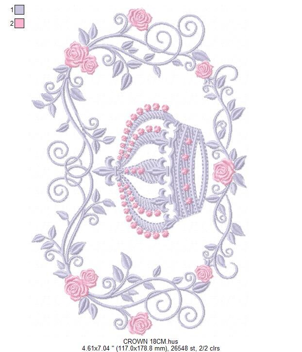 Crown embroidery designs - Laurel Wreath with Crown embroidery design machine embroidery pattern - Flowers embroidery file crown design - Marcia Embroidery