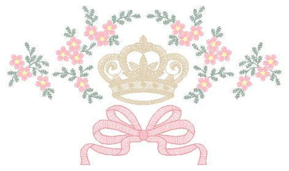 Crown embroidery designs - Laurel Wreath with Crown embroidery design machine embroidery pattern - newborn embroidery file crown design Marcia Embroidery