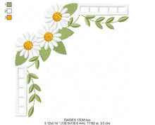 Carica l&#39;immagine nel visualizzatore di Gallery, Daisies corner embroidery designs - Daisy embroidery design machine embroidery pattern - Tea towel embroidery file - kitchen apron pes jef
