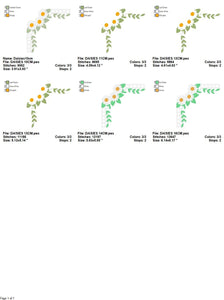 Daisies corner embroidery designs - Daisy embroidery design machine embroidery pattern - Tea towel embroidery file - kitchen apron pes jef