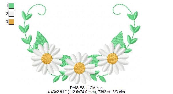 Daisies garden embroidery designs - Daisy embroidery design machine embroidery pattern - Tea towel embroidery file - kitchen apron download