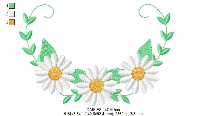 Daisies garden embroidery designs - Daisy embroidery design machine embroidery pattern - Tea towel embroidery file - kitchen apron download