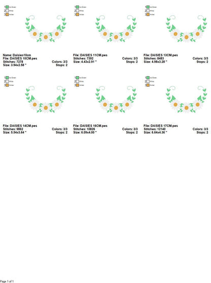 Daisies garden embroidery designs - Daisy embroidery design machine embroidery pattern - Tea towel embroidery file - kitchen apron download