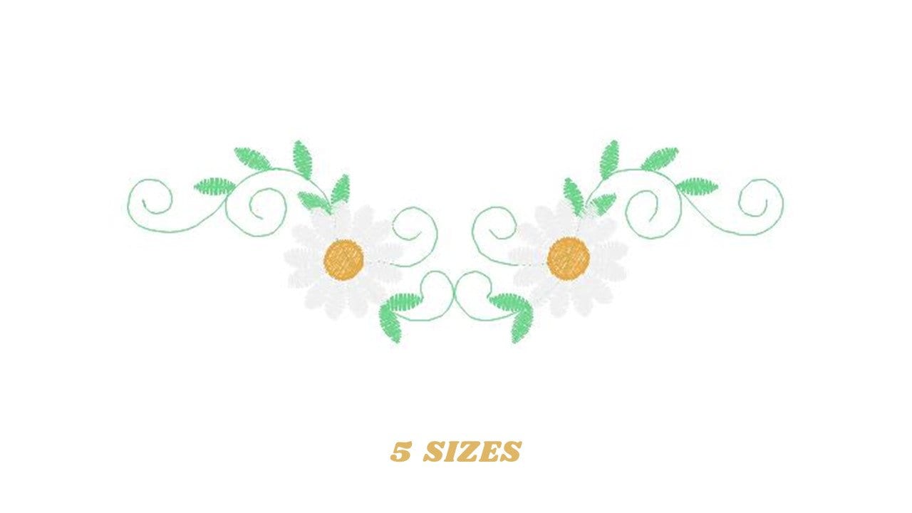Cute Daisies embroidery designs - Delicate flowers embroidery design machine embroidery pattern - Kitchen towel embroidery file pes jef vp3 Marcia Embroidery