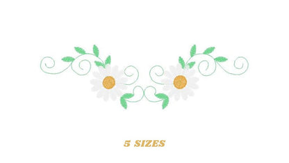Cute Daisies embroidery designs - Delicate flowers embroidery design machine embroidery pattern - Kitchen towel embroidery file pes jef vp3 Marcia Embroidery