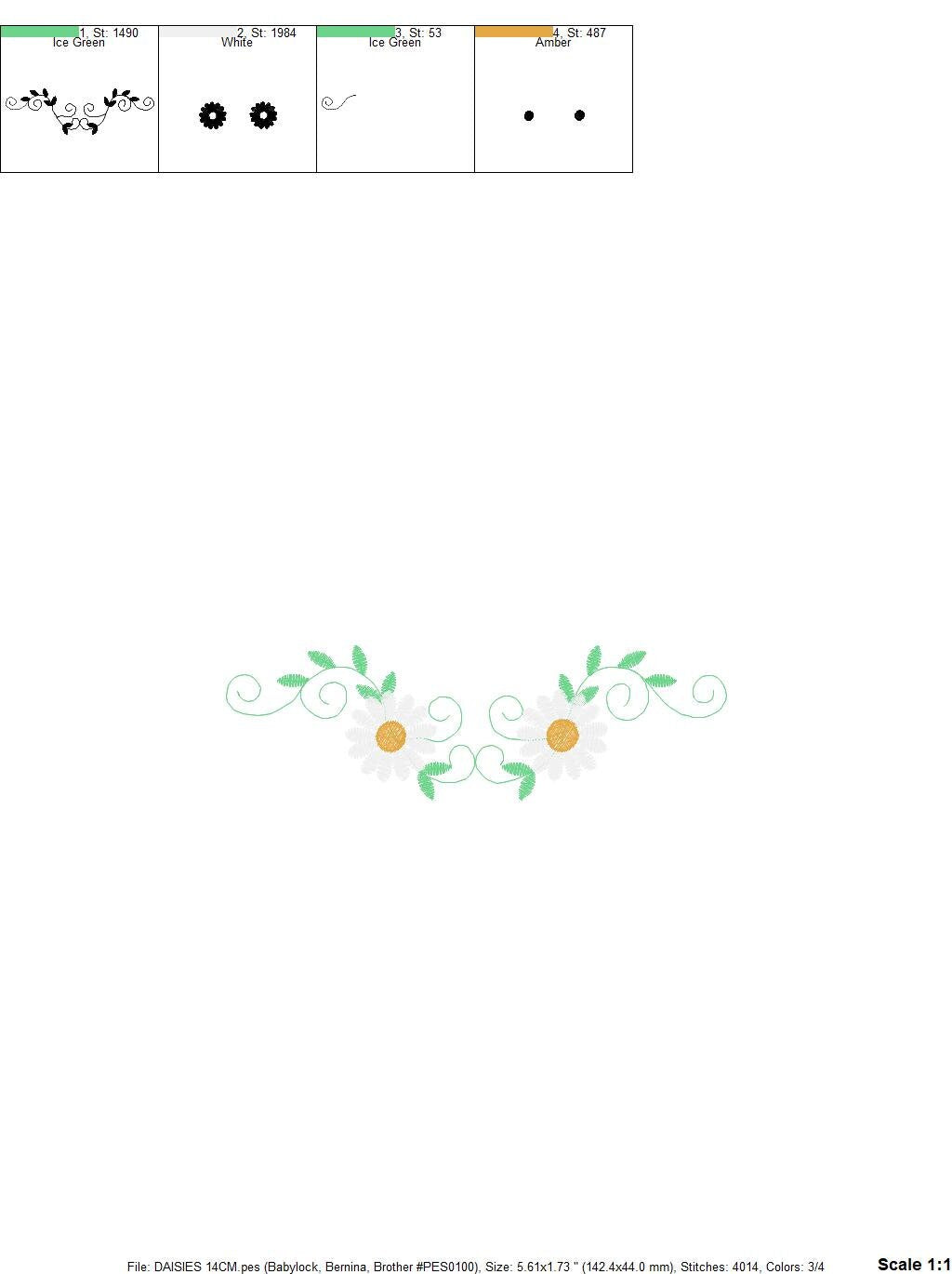 Cute Daisies embroidery designs - Delicate flowers embroidery design machine embroidery pattern - Kitchen towel embroidery file pes jef vp3 Marcia Embroidery