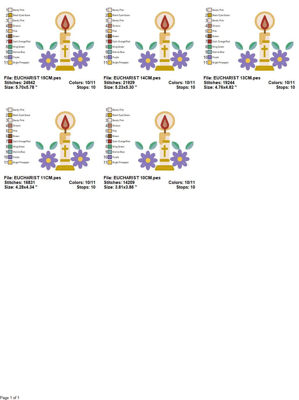 Holy candle embroidery designs - Communion Eucharist machine embroidery pattern - Religious Catholic file - Instant digital download pes jef