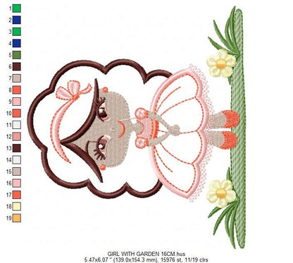 Long Hair Girl embroidery designs - Princess embroidery design machine embroidery pattern - Girl with flowers embroidery - Girl applique Marcia Embroidery
