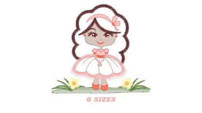 Long Hair Girl embroidery designs - Princess embroidery design machine embroidery pattern - Girl with flowers embroidery - Girl applique Marcia Embroidery