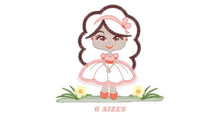 Laden Sie das Bild in den Galerie-Viewer, Long Hair Girl embroidery designs - Princess embroidery design machine embroidery pattern - Girl with flowers embroidery - Girl applique
