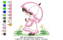 Charger l&#39;image dans la galerie, Girl embroidery designs - Flower girl embroidery design machine embroidery pattern - girl with flowers embroidery file gueisa embroidery
