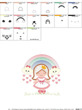 Cargar imagen en el visor de la galería, Girl with rainbow and hearts embroidery designs - Raining Rainbow embroidery design machine embroidery pattern - instant download pes jef
