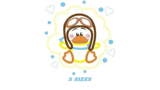Pilot embroidery designs - Duck embroidery design machine embroidery pattern - Animal embroidery - Pilot duck applique embroidery download