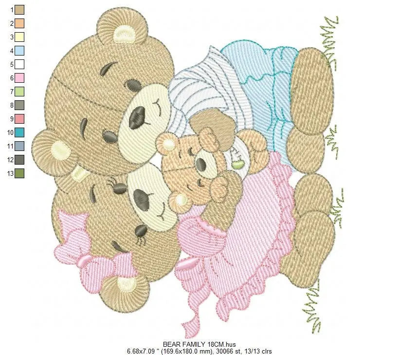 Bear embroidery designs - Family embroidery design machine embroidery pattern - Bear family embroidery file - Baby boy embroidery download Marcia Embroidery