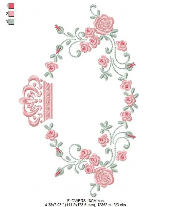 Crown embroidery designs - Laurel Wreath with Crown embroidery design machine embroidery pattern - Flowers embroidery file crown design PES Marcia Embroidery
