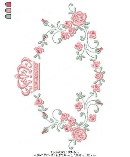 Crown embroidery designs - Laurel Wreath with Crown embroidery design machine embroidery pattern - Flowers embroidery file crown design PES Marcia Embroidery
