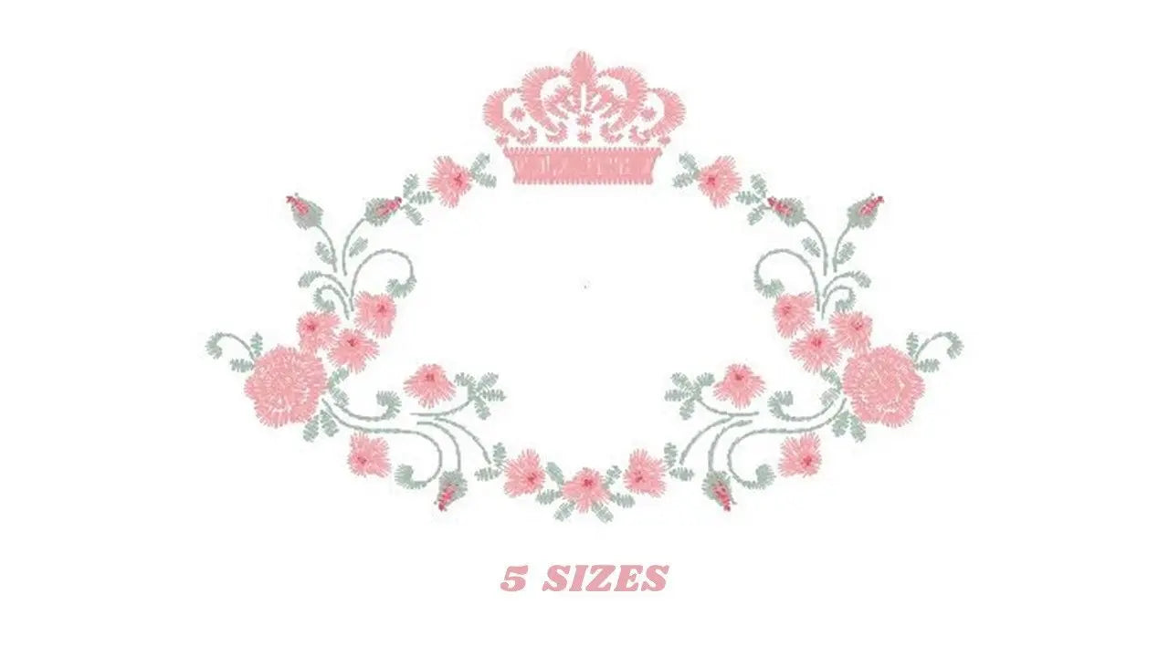 Crown embroidery designs - Laurel Wreath with Crown embroidery design machine embroidery pattern - Flowers embroidery file crown design PES Marcia Embroidery