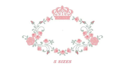 Crown embroidery designs - Laurel Wreath with Crown embroidery design machine embroidery pattern - Flowers embroidery file crown design PES Marcia Embroidery