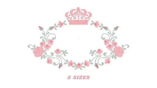 Crown embroidery designs - Laurel Wreath with Crown embroidery design machine embroidery pattern - Flowers embroidery file crown design PES Marcia Embroidery