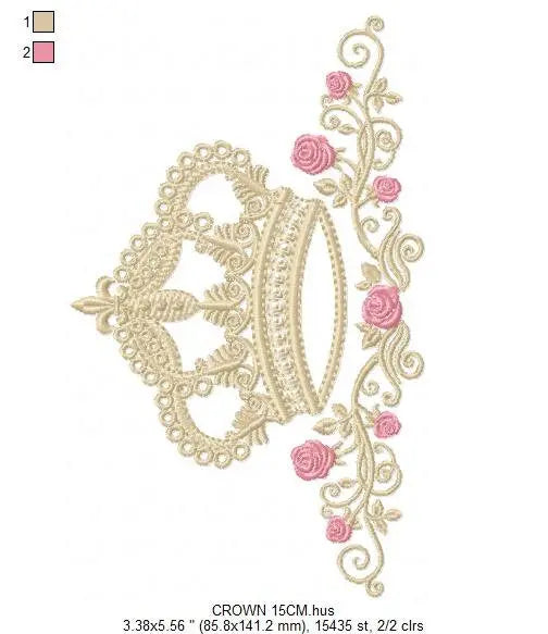 Crown embroidery designs - Laurel Wreath with Crown embroidery design machine embroidery pattern - newborn embroidery file crown design Marcia Embroidery