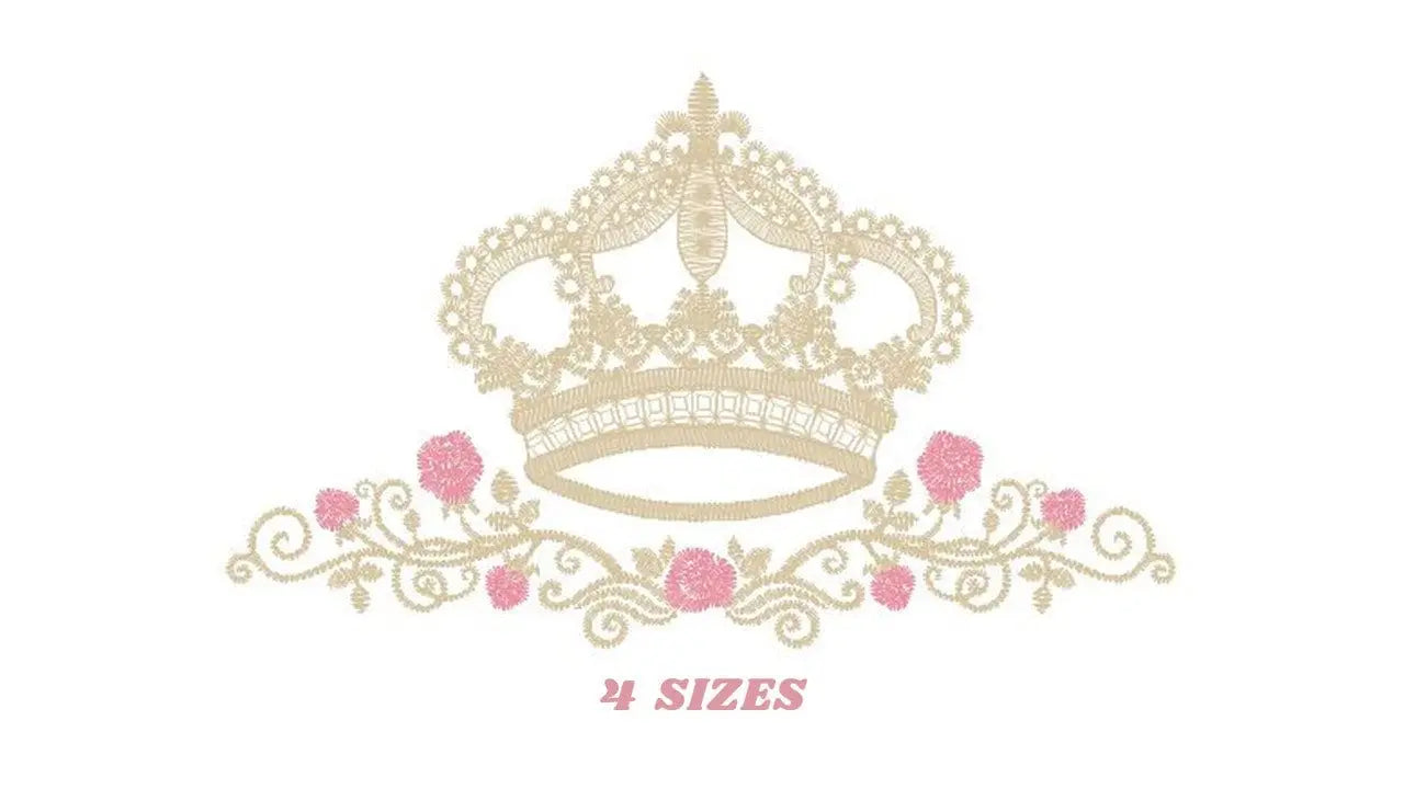Crown embroidery designs - Laurel Wreath with Crown embroidery design machine embroidery pattern - newborn embroidery file crown design Marcia Embroidery