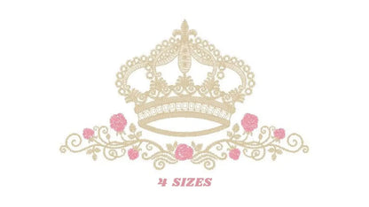 Crown embroidery designs - Laurel Wreath with Crown embroidery design machine embroidery pattern - newborn embroidery file crown design Marcia Embroidery