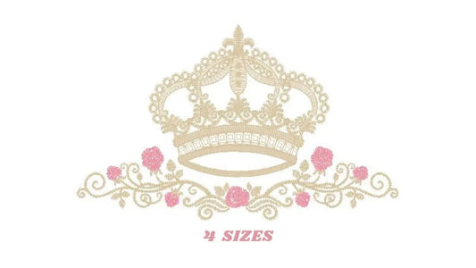 Crown embroidery designs - Laurel Wreath with Crown embroidery design machine embroidery pattern - newborn embroidery file crown design Marcia Embroidery