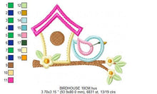 Cargar imagen en el visor de la galería, Bird embroidery designs - Bird House embroidery design machine embroidery pattern - instant download bird applique design - girl embroidery
